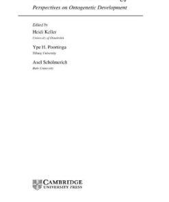 {PDF} Between Culture and Biology: Perspectives on Ontogenetic Development Heidi Keller, Ype H. Poortinga, Axel Sch?lmerich
