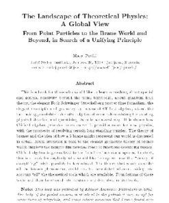 [PDF] The Landscape of Theoretical Physics: A Global View - From Point Particles to the Brane World and Beyond in Search of a Unifying Principle (Fundamental Theories of Physics, Volume 119) M. Pavsic