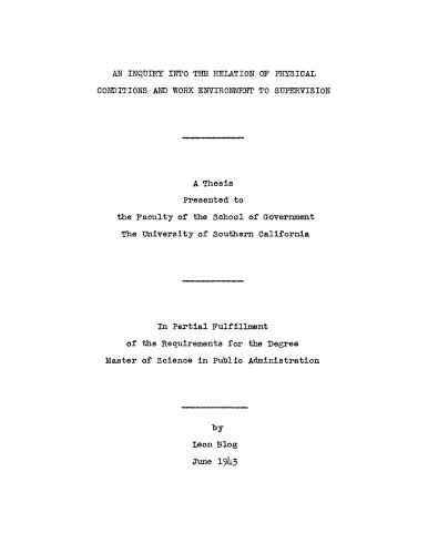 {pdf} An inquiry into the relation of physical cAn inquiry into the relation of physical conditions and work environment to supervisiononditions and work environment to supervision Blog, LeonBlog, Leon