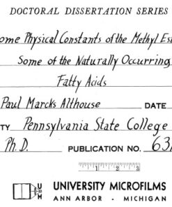 {pdf} PHYSICAL CONSTANTS OF THE METHYL ESTERS OF SOME OF THE NATURALLY OCCURRING FATTY ACIDS ALTHOUSE, PAUL MARCKS