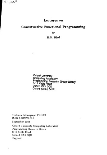{PDF} Lectures on constructive functional programming Bird, Richard