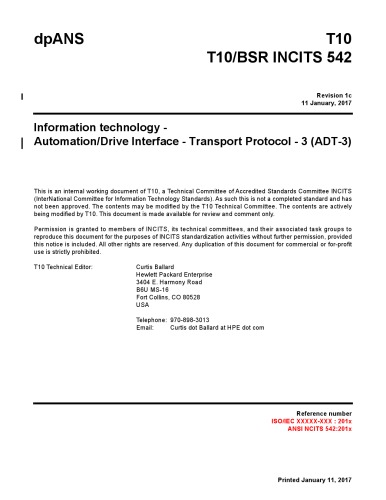 {PDF} SCSI Automation/Drive Interface - Transport Protocol - 3 (ADT-3 r01c) T10 Technical Committee