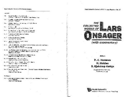 [PDF] The Collected Works of Lars Onsager: With Commentary Lars Onsager, Hemmer P.C. (ed.), Holden H. (ed.)