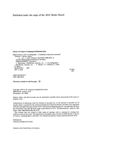 [PDF] Mineral physics and crystallography: a handbook of physical constants(?????????? ?????????? ???????? ?????? ????? ? ?????????) Thomas J. Ahrens