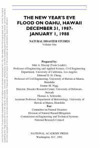 {PDF} The New Year's Eve Flood on Oahu, Hawaii : December 31, 1987 - January 1 1988 National Research Council; Division on Engineering and Physical Sciences; Commission on Engineering and Technical Systems; Committee on Natural Disasters; John A. Dracup; National Academy of Sciences,