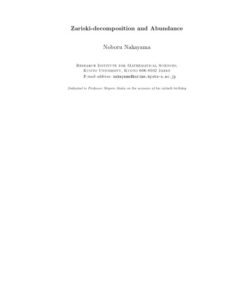 {PDF} Zariski-decomposition and Abundance N. Nakayama
