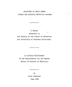 {pdf} Attitudes of adult women toward the physical education program Anderson, Joyce