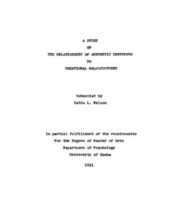 [PDF] A study of the relationship of aesthetic interests to vocational maladjustment