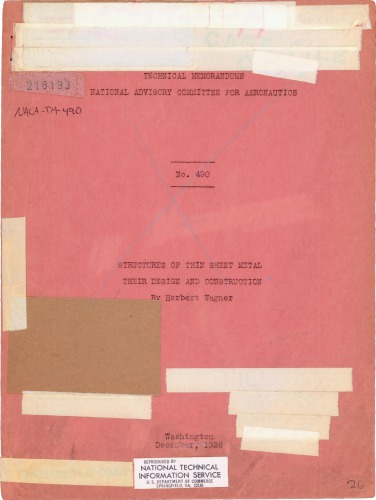 {PDF} Structures of Thin Sheet Metal - Their Design and Construction Wagner, Herbert