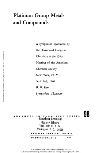 [PDF] Platinum Group Metals and Compounds Gould R.F. (ed.)