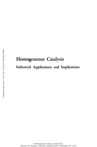 [PDF] Homogeneous Catalysis. Industrial Applications and Implications Gould R.F. (ed.)