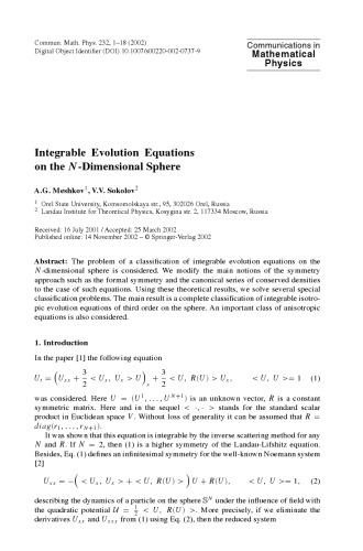 [PDF] Communications in Mathematical Physics - Volume 232 M. Aizenman (Chief Editor)