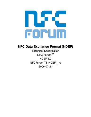{PDF} NFC Data Exchange Format (NDEF) Technical Specification NFC Forum