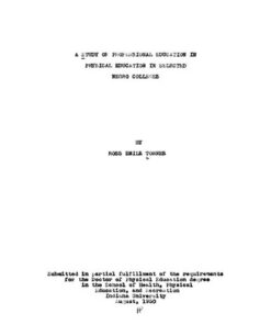 [PDF] A study of professional education in physical education in selected Negro colleges Townes, Ross E