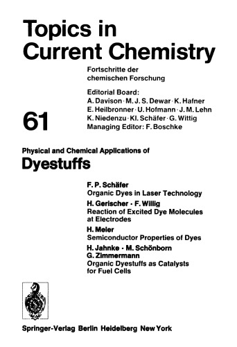 [PDF] Physical and Chemical Applications of Dyestuffs Boschke F.L.