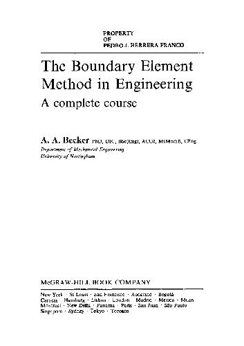 {PDF} The Boundary Element Method in Engineering: A Complete Course A. A. Becker