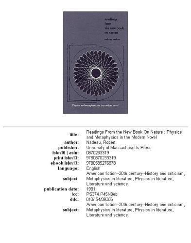 [PDF] Readings from the new book on nature: physics and metaphysics in the modern novel Robert Nadeau