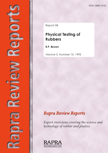 {pdf} Physical Testing of Rubbers Brown, R.P.