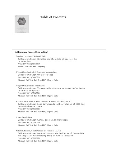 [PDF] (NAS Colloquium) Genetics and the Origin of Species: From Darwin to Molecular Biology 60 Years After Dobzhansky volume 94 (15) issue PNAS, July 22, 1997 Editors: Francisco J.Ayala and Walter M.Fitch