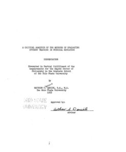 [PDF] A CRITICAL ANALYSIS OF THE METHODS OF EVALUATING STUDENT TEACHING IN PHYSICAL EDUCATION RESICK, MATTHEW CLARENCE