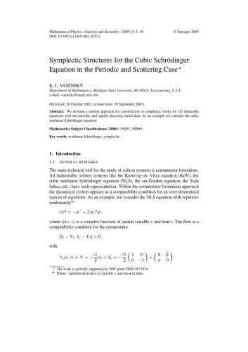 [PDF] Mathematical Physics, Analysis and Geometry - Volume 8 V. A. Marchenko, A. Boutet de Monvel, H. McKean (Editors)