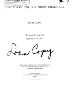 {PDF} List decoding for noisy channels Elias, Peter