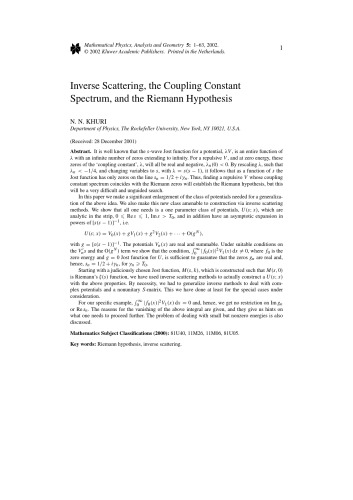 [PDF] Mathematical Physics, Analysis and Geometry - Volume 5 V. A. Marchenko, A. Boutet de Monvel, H. McKean (Editors)