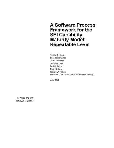 [PDF] A software process framework for the SEI capability maturity model (Handbook   Carnegie Mellon University. Software Engineering Institute) Timothy G Olson