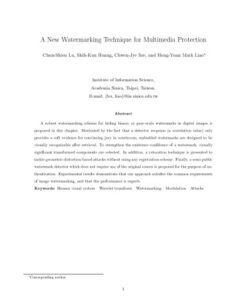 [PDF] A New Watermarking Technique for Multimedia Protection Lu, Huang, Sze, Liao