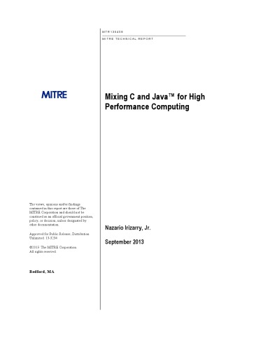 {PDF} Mixing C and Java? for High Performance Computing. Nazario Irizarry, Jr.