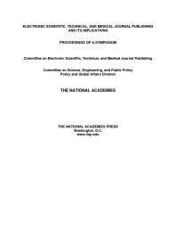 {PDF} Electronic Scientific, Technical, and Medical Journal Publishing and Its Implications : Proceedings of a Symposium National Research Council; Policy and Global Affairs; and Public Policy Engineering Committee on Science; and Medical Journal Publishing Technical Committee on Electronic Scientific