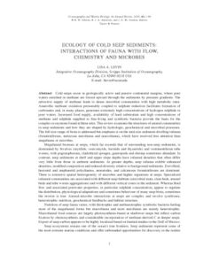 [PDF] Ecology of cool seep sediments - interaction of fauna with flow, chemistry and microbes Levin LA
