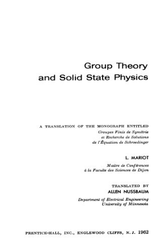 [pdf] Group theory and solid state physics L.; Allen Nussbaum Mariot