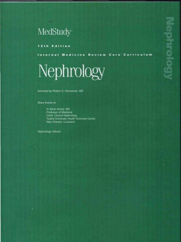 {PDF} MedStudy 12th Edition Internal Medicine Board Review Core Curriculum 2007 2008: Nephrology robert a hannaman