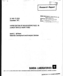 {PDF} VAPORIZATION OF RADIOISOTOPE FUELS IN LAUNCH VEHICLE ABORT FIRES Williams, D.C.; Sandia Laboratories.; Sandia National Laboratories.; United States. Dept. of Energy. Office of Scientific and Technical Information