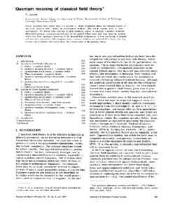 [PDF] Quantum meaning of classical field theory r jackiw