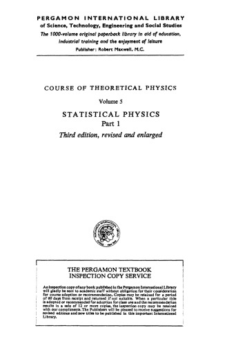 [PDF] Statistical Physics, Part 1 (Course of Theoretical Physics, Vol. 5) L. D. Landau