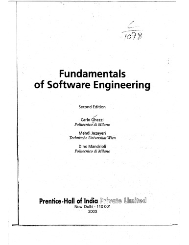 [PDF] Fundamentals of Software Engineering Carlo Ghezzi, Mehdi Jazayeri, Dino Mandrioli