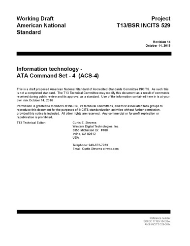 {PDF} ATA/ATAPI Command Set - 4 (ACS-4 r14) INCITS Technical Committee T13