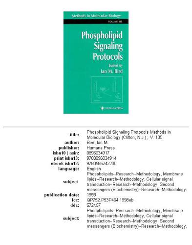 {pdf} Phospholipid Signaling Protocols (Methods in Molecular Biology Vol 105) Bird, Ian