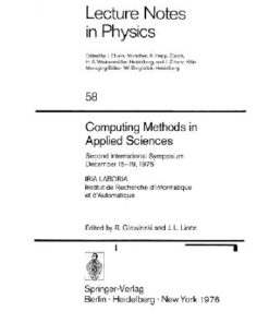 [PDF] Computing Methods in Applied Sciences: Second International Symposium, December 15-19, 1975 (English and French Edition) R. Glowinski, J. L. Lions