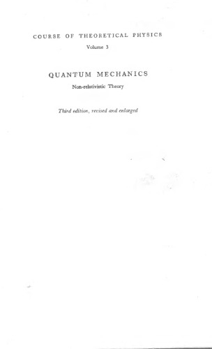 [pdf] Quantum Mechanics-Nonrelativistic Theory L. D. Landau