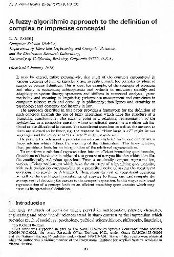 [PDF] A fuzzy-algorithmic approach to the definition of complex or imprecise concepts Lotfi Asker Zadeh