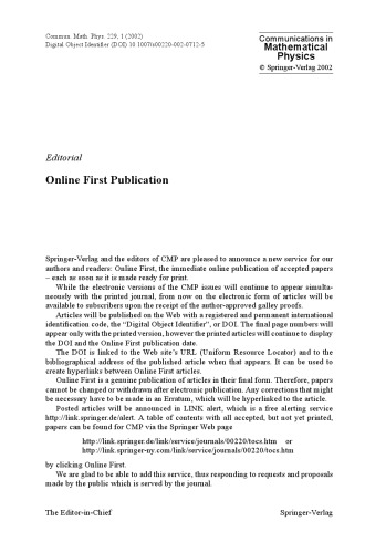[PDF] Communications in Mathematical Physics - Volume 229 M. Aizenman (Chief Editor)