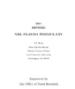 [PDF] The Natl. Plasma physics formulary Huba J.D. (ed.)