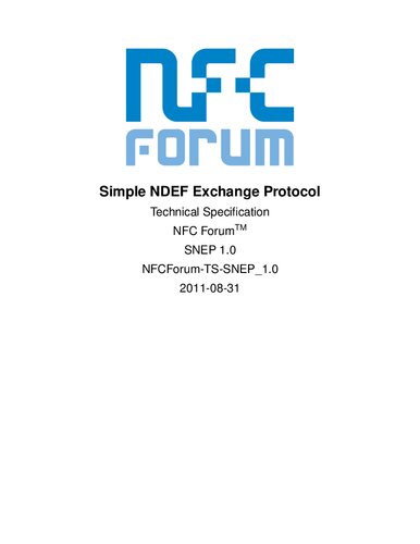 {PDF} Simple NDEF Exchange Protocol (SNEP) Technical Specification NFC Forum