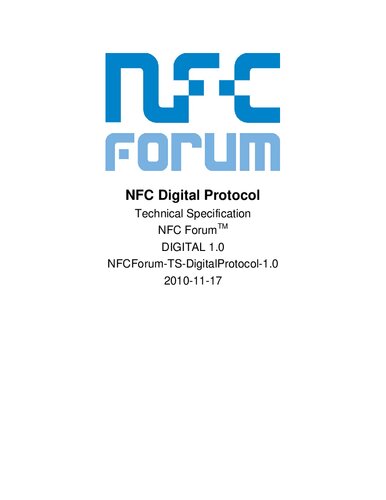 {PDF} NFC Digital Protocol Technical Specification NFC Forum