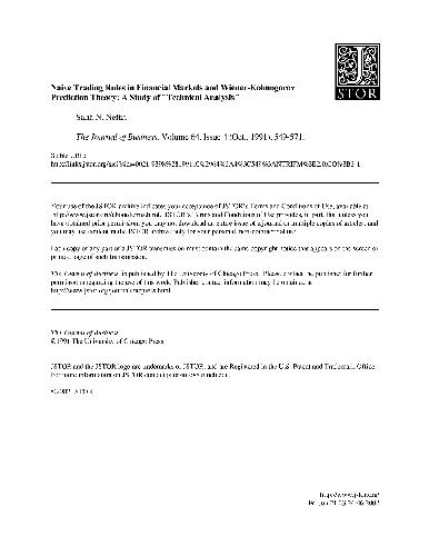 [PDF] Naive Trading Rules in Financial Markets and Wiener-Kolmogorov Prediction Theory: A Study of ''Technical Analysis'' Neftci S.