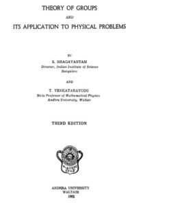 [PDF] Theory of Groups and Its Appln to Physical Problems S. Bhagavantam, et al.,