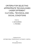 {PDF} Criteria for Selecting Appropriate Technologies Under Different Cultural, Technical and Social Conditions. Proceedings of the IFAC Symposium Bari, Italy, 21?23 May 1979 International Federation of Automatic Control, A.De Giorgio